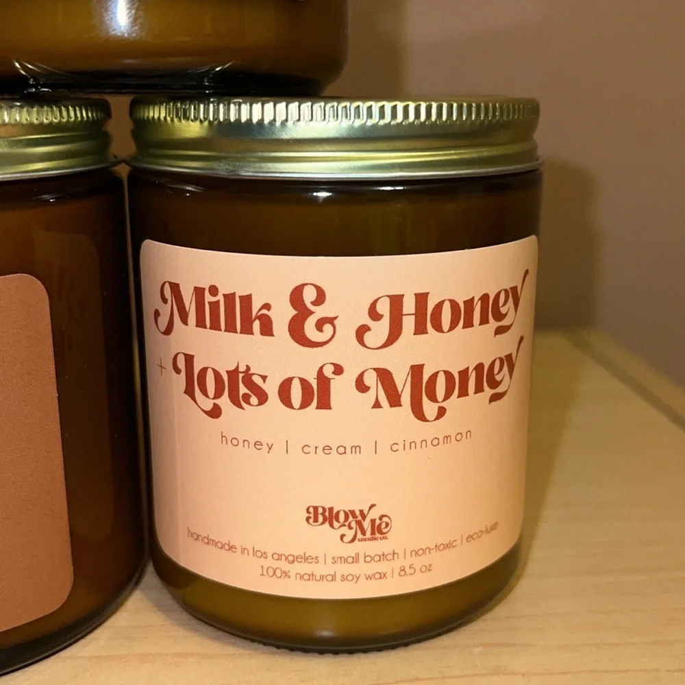 All natural soy wax, wood wick candles